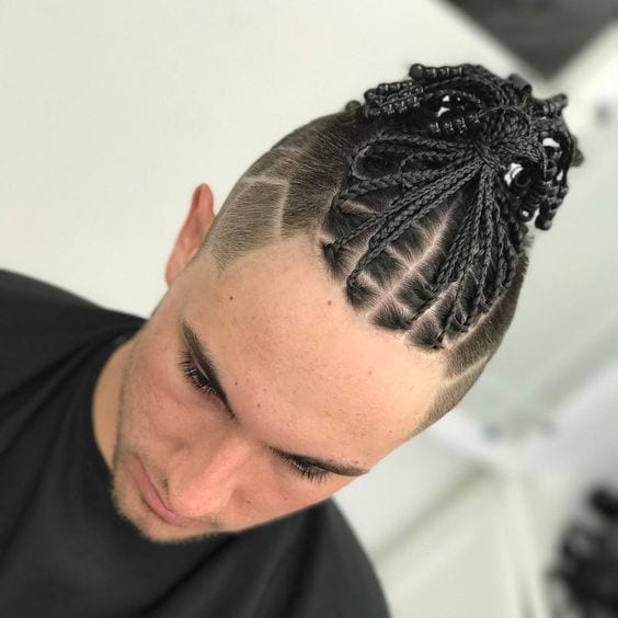 braided fade with designs braided fade with designs