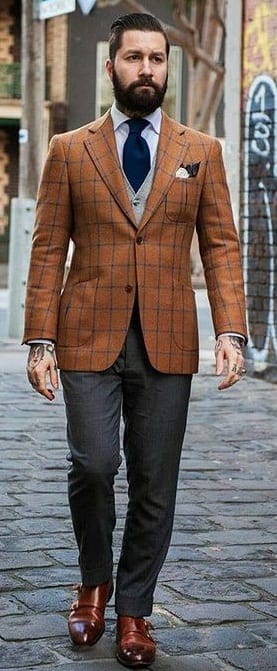 checked rust blazer checked rust blazer