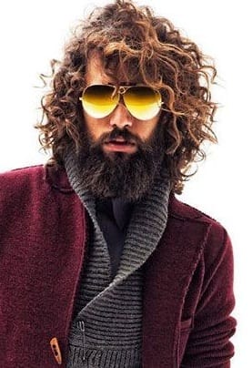 curly side part with beard curly side part with beard