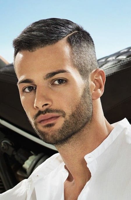 faded classic side part with stubble faded classic side part with stubble