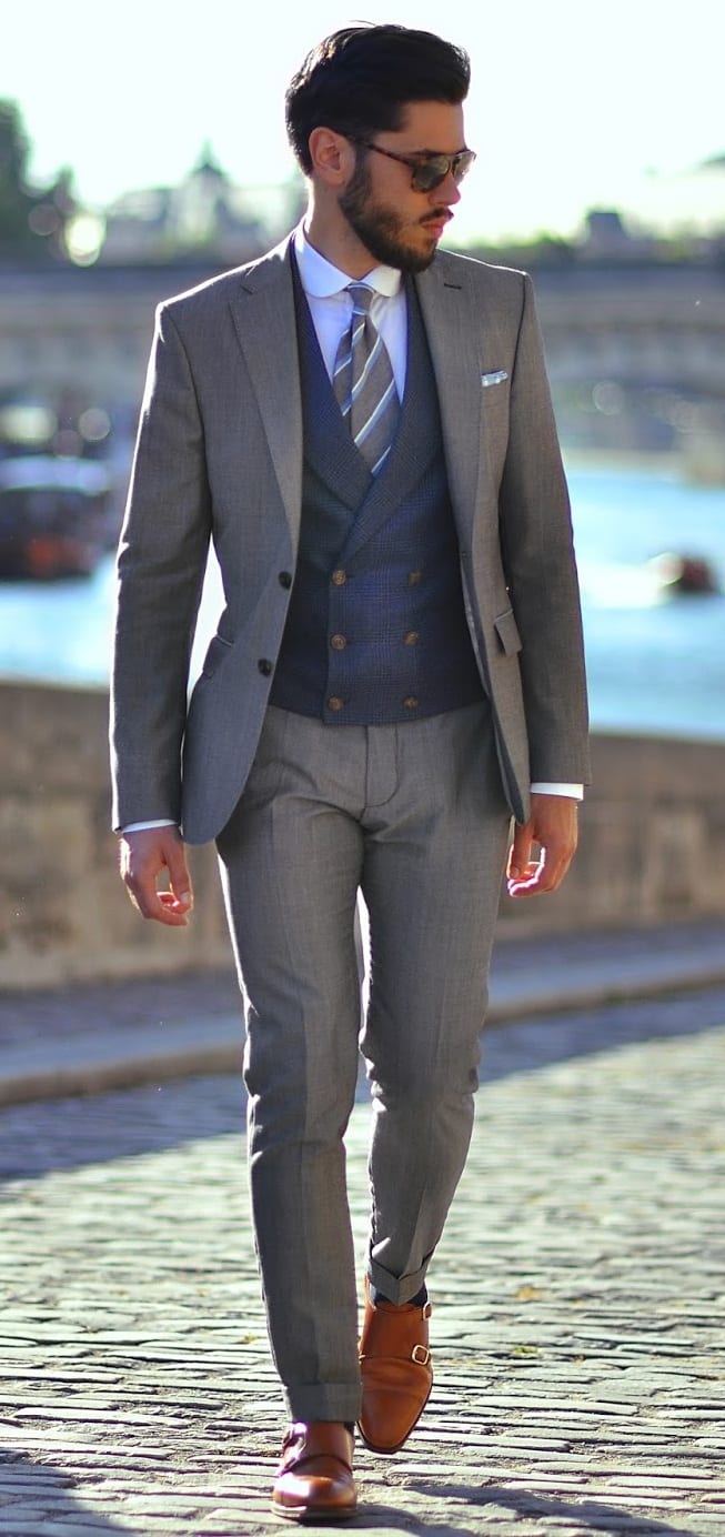 grey suit with blue double breasted waistcoat grey suit with blue double breasted waistcoat
