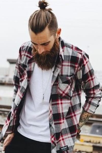 man bun with beard man bun with beard