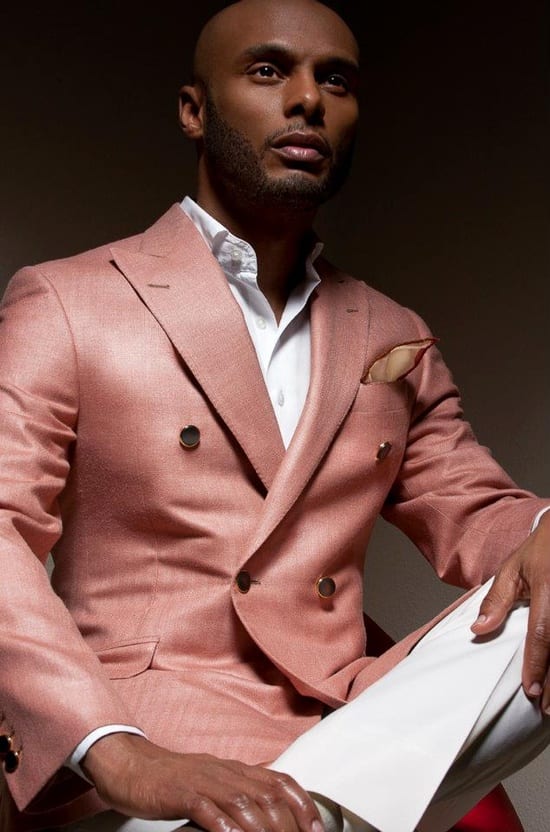 pink outfit-dark skin tone men style guide