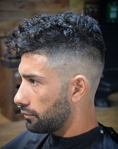 undercut curly with stubble undercut curly with stubble