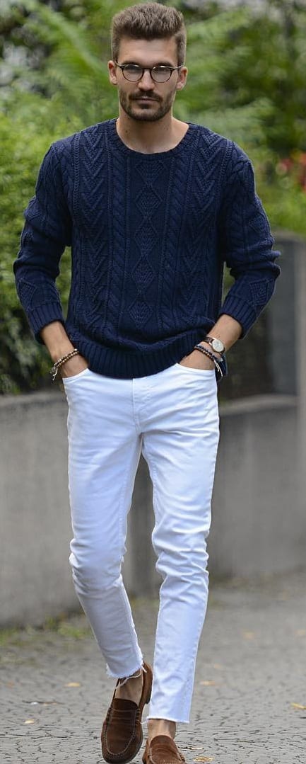 white denim outfits for men