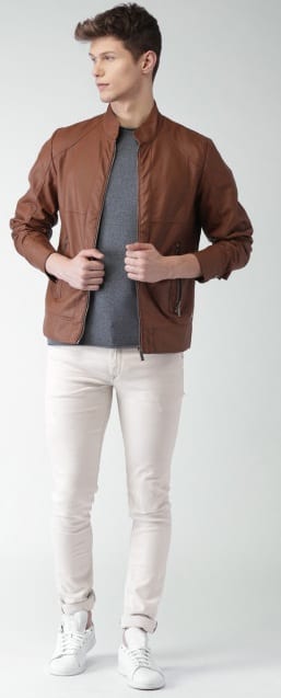 white denim with biker jacket white denim with biker jacket