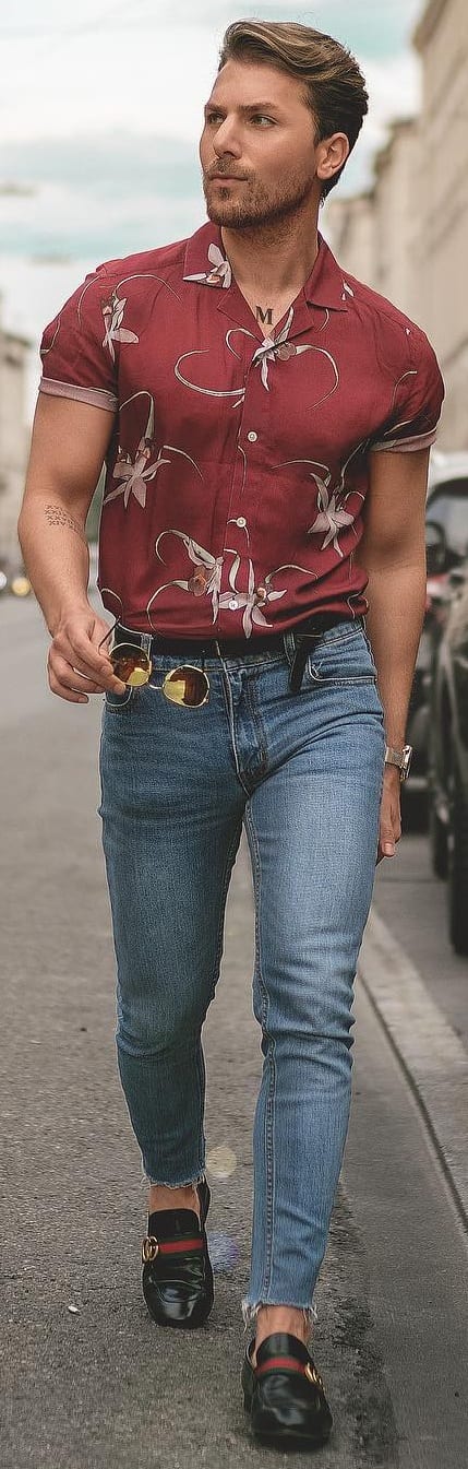 Printed Shirt With Jeans Outfit Ideas For Men Printed Shirt With Jeans Outfit Ideas For Men