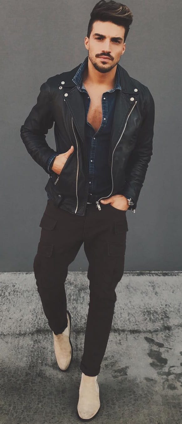 Casual Leather Jacket Outfit Ideas For Men Casual Leather Jacket Outfit Ideas For Men