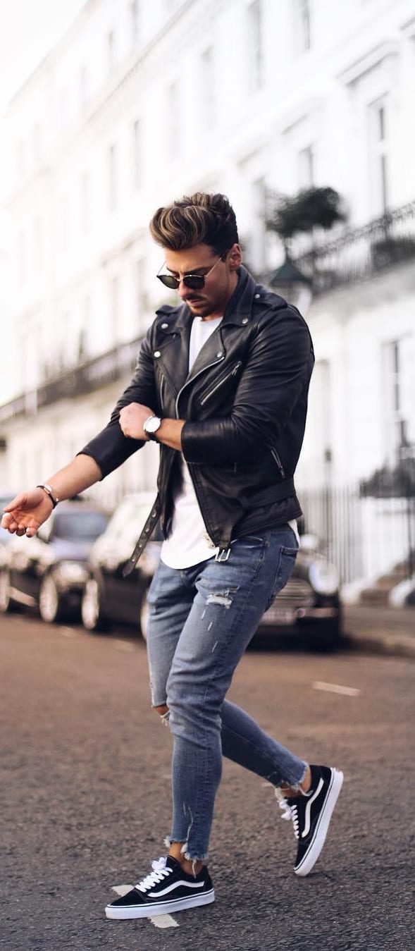 Street Style Leather Jacket Outfit Ideas For Men Street Style Leather Jacket Outfit Ideas For Men