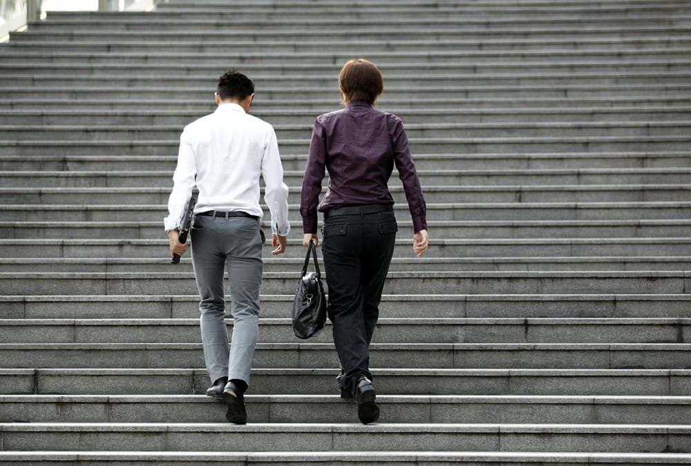 Take the stairs instead of the elevator Take the stairs instead of the elevator