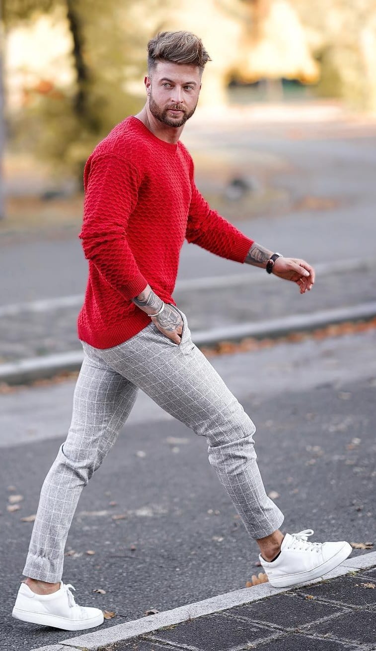 Perfect Grey plaid and red t-shirt outfit Perfect Grey plaid and red t-shirt outfit