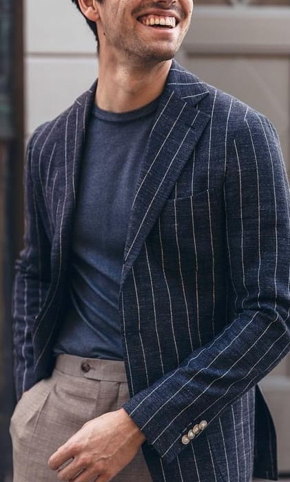 Black and white stripped jacket white shirt Black and white stripped jacket white shirt