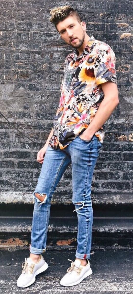 Floral Nature Print Shirt Outfits for Men Floral Nature Print Shirt Outfits for Men