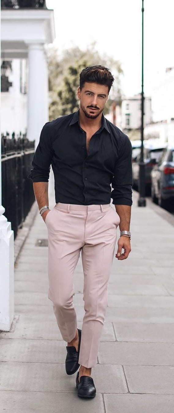 Black Shirt and Pink Trouser for Casual Office Wear Black Shirt and Pink Trouser for Casual Office Wear