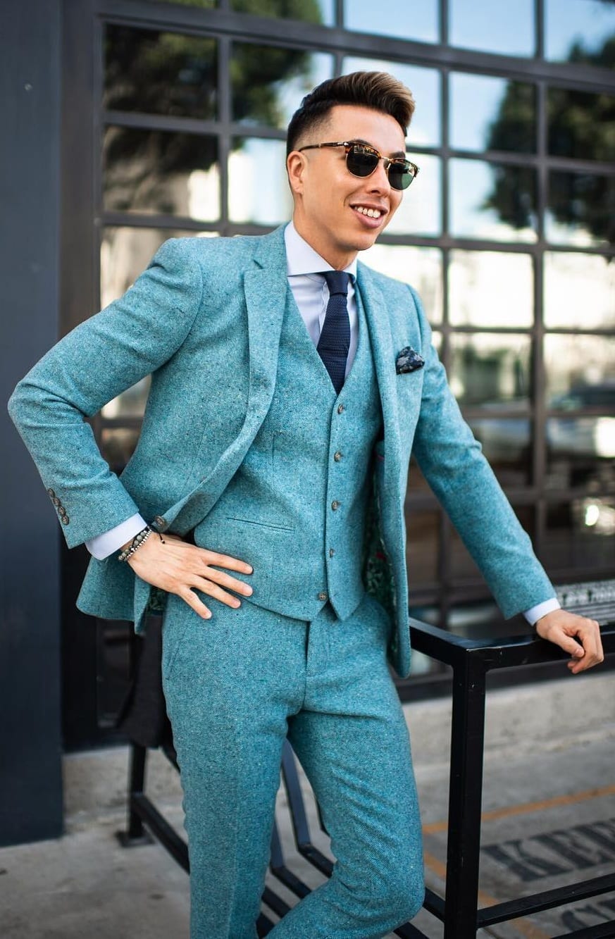 Turquoise Blue Mens Suit Outfit Turquoise Blue Mens Suit Outfit