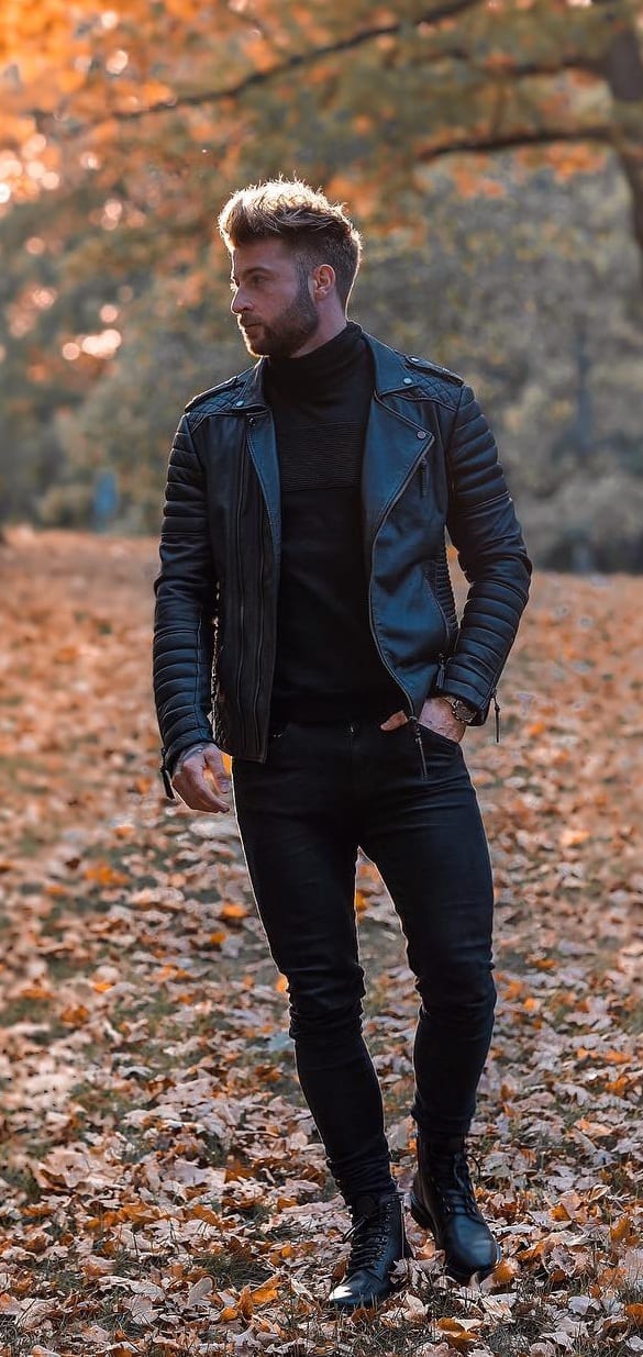 Black outfit for men to wear in autumn Black outfit for men to wear in autumn