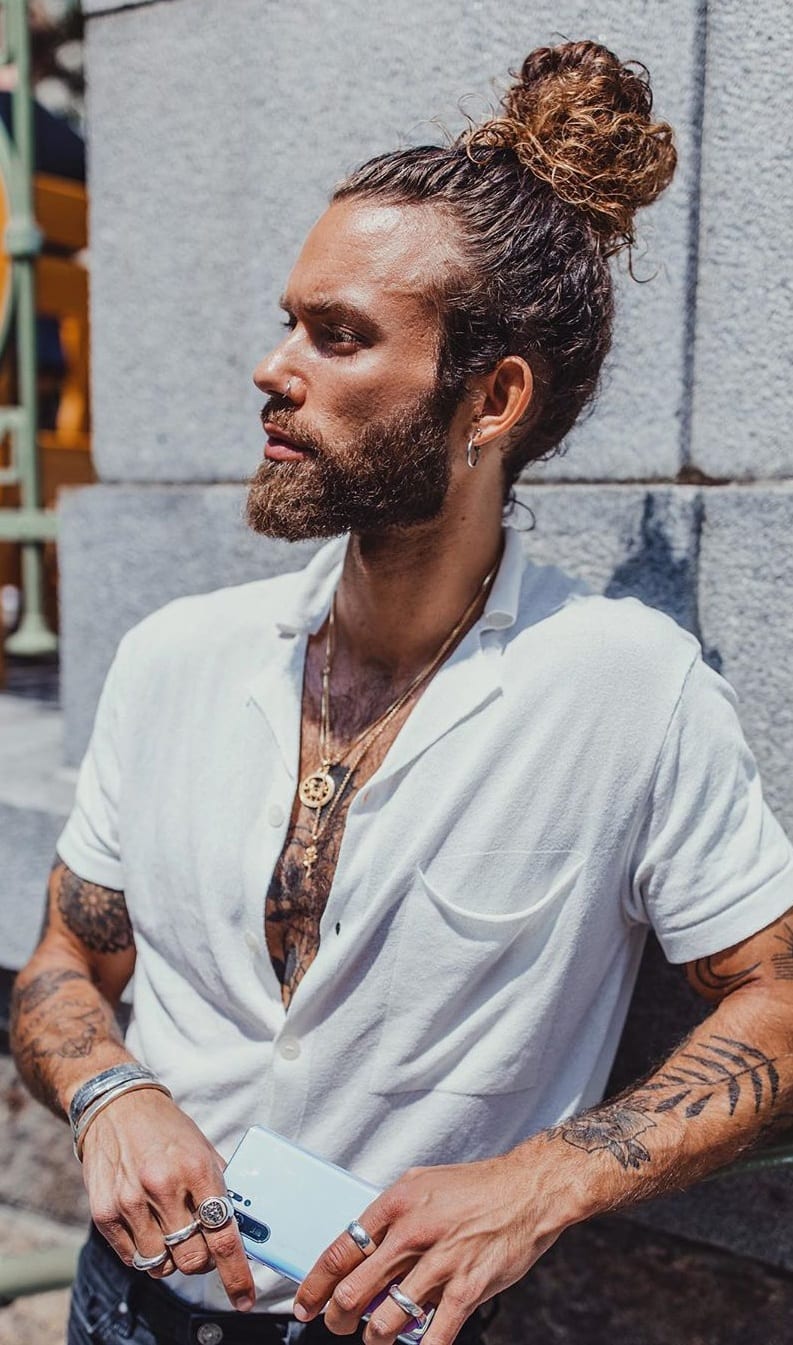 Man Bun for Long hair look Man Bun for Long hair look
