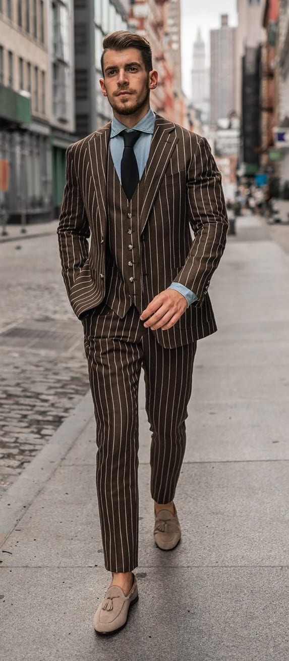 Brown Striped Suit for Men Brown Striped Suit for Men