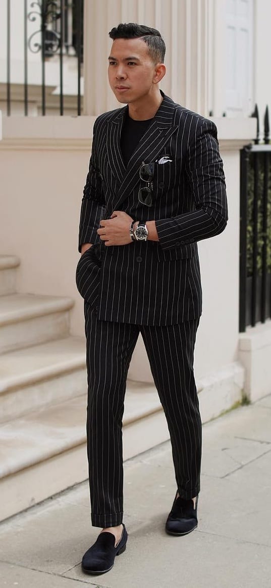 Black Pinstripe Suit Outfit Ideas for Men Black Pinstripe Suit Outfit Ideas for Men