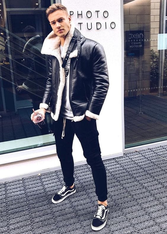 Black-leather-jacket-white-t-shirt-with-black-sneaker Black-leather-jacket-white-t-shirt-with-black-sneaker