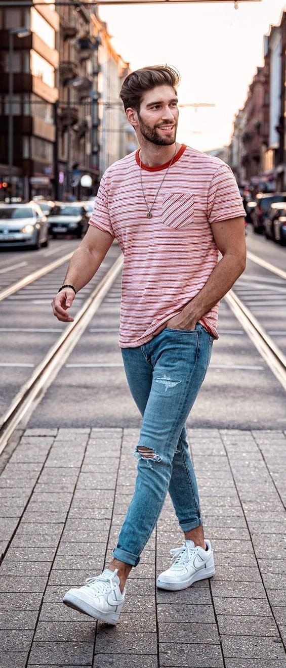 Casual T-Shirt and Denim Streetwear Outfit for Men Casual T-Shirt and Denim Streetwear Outfit for Men