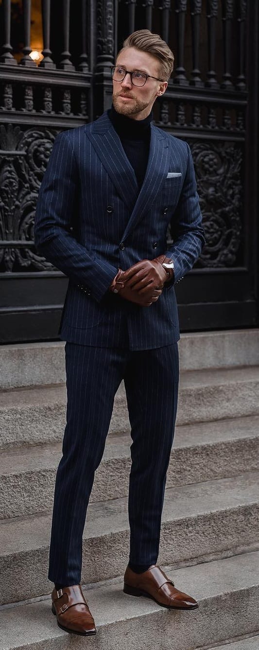 Navy Pinstripe Suit Outfit Ideas for Men Navy Pinstripe Suit Outfit Ideas for Men