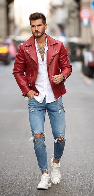 Red Leather Jacket For Mens Winterwear Red Leather Jacket For Mens Winterwear