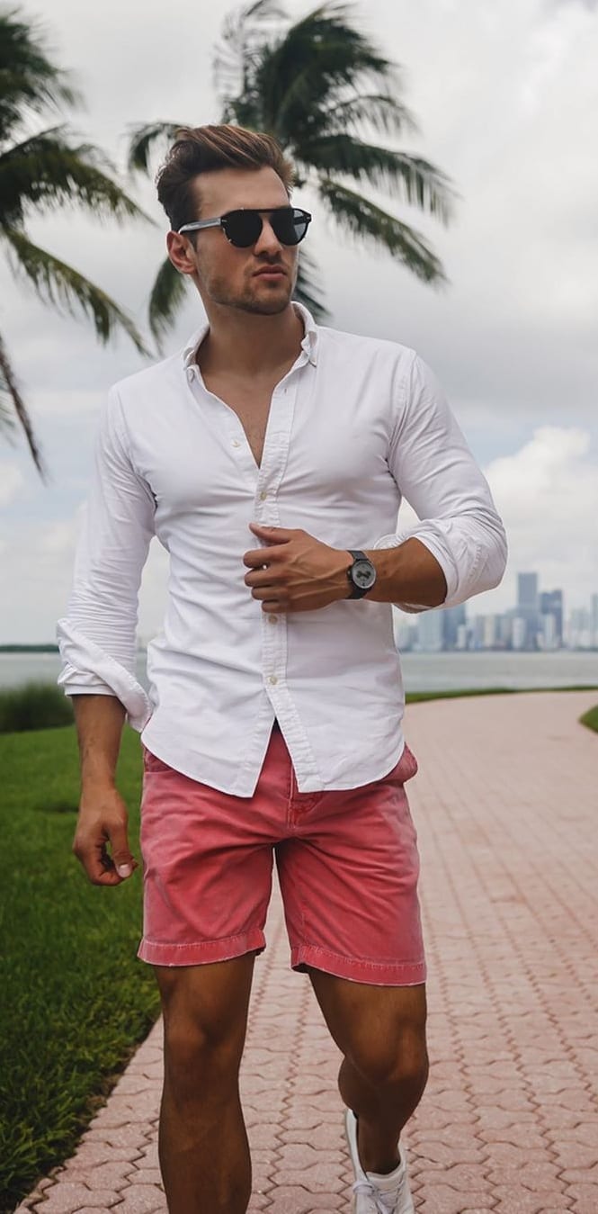Salmon-Pink-Shorts-and-White-Shirt Salmon-Pink-Shorts-and-White-Shirt