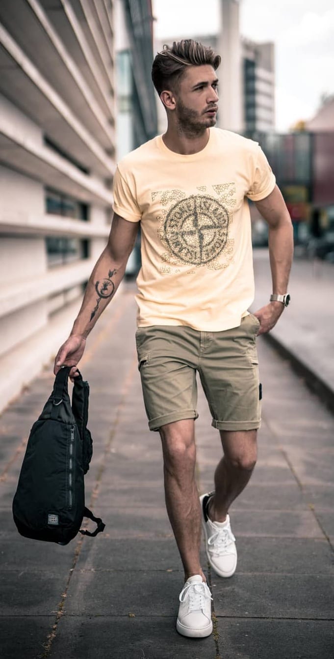 Shorts-and-Yellow-T-shirt Shorts-and-Yellow-T-shirt