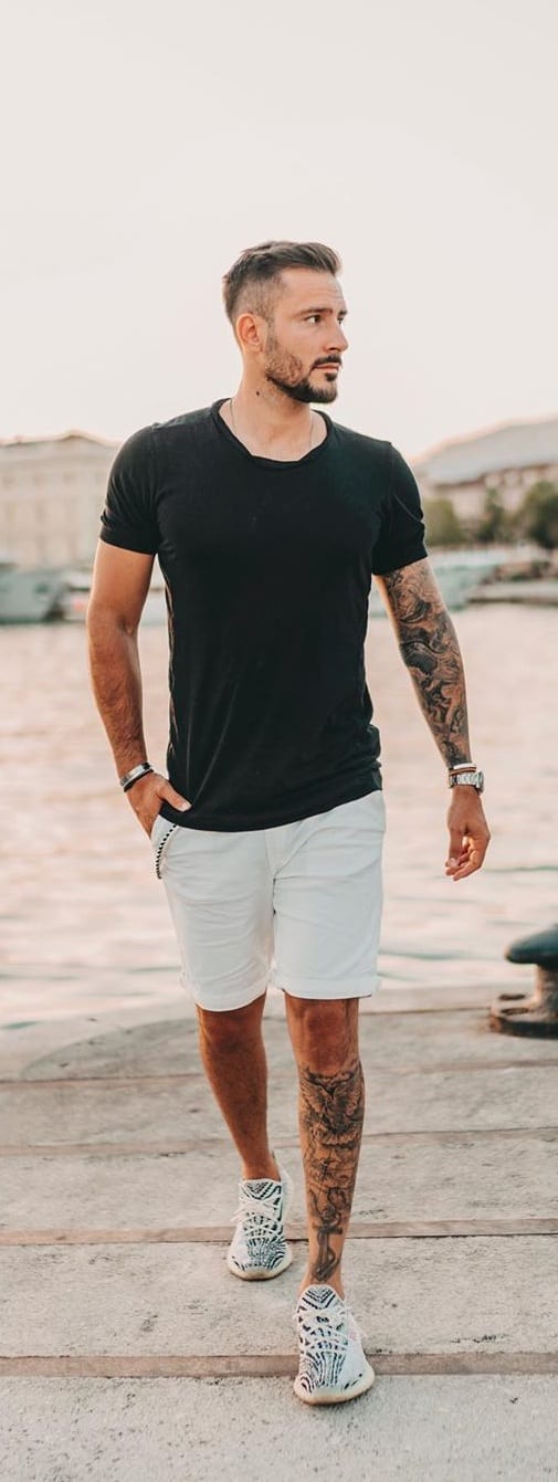 White-Shorts-and-Black-T-shirt White-Shorts-and-Black-T-shirt