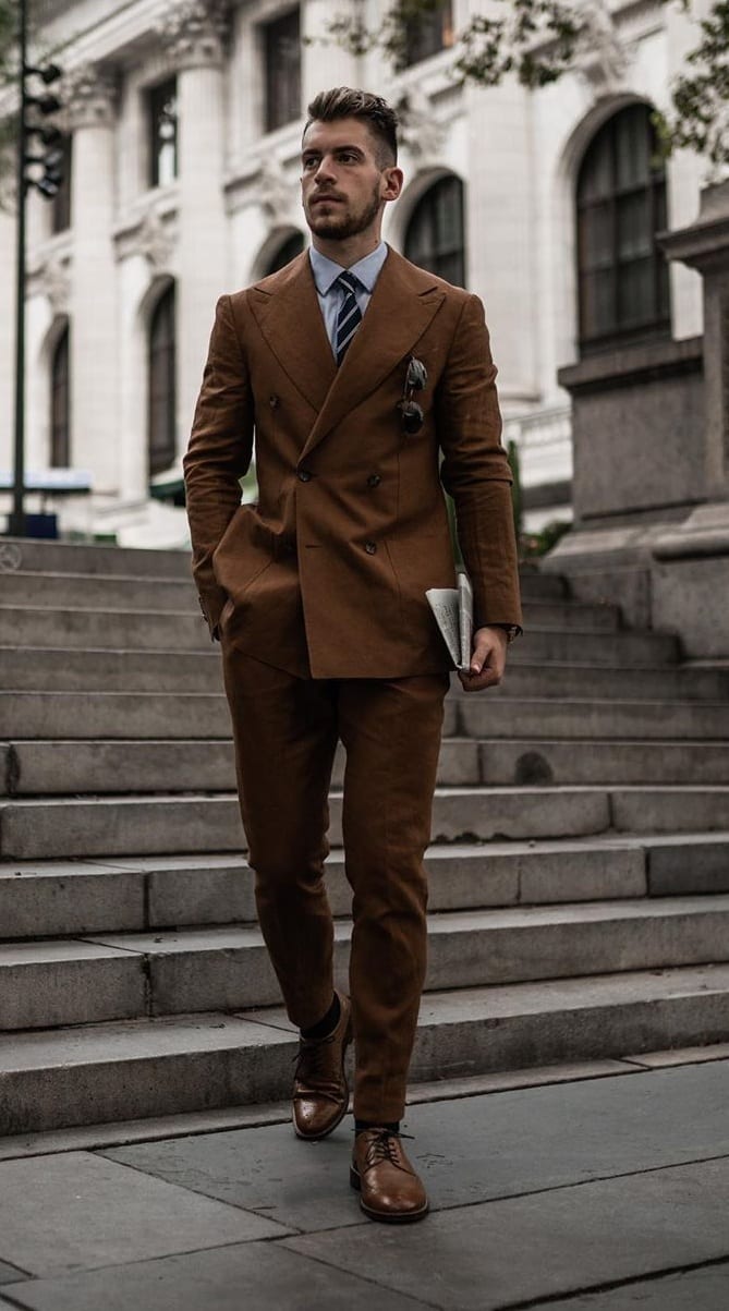 Brown Double Breasted Suit Outfits for March Brown Double Breasted Suit Outfits for March