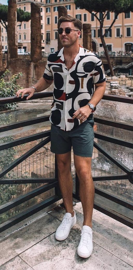 Shorts and Printed Shirt Outfit for Summer Shorts and Printed Shirt Outfit for Summer