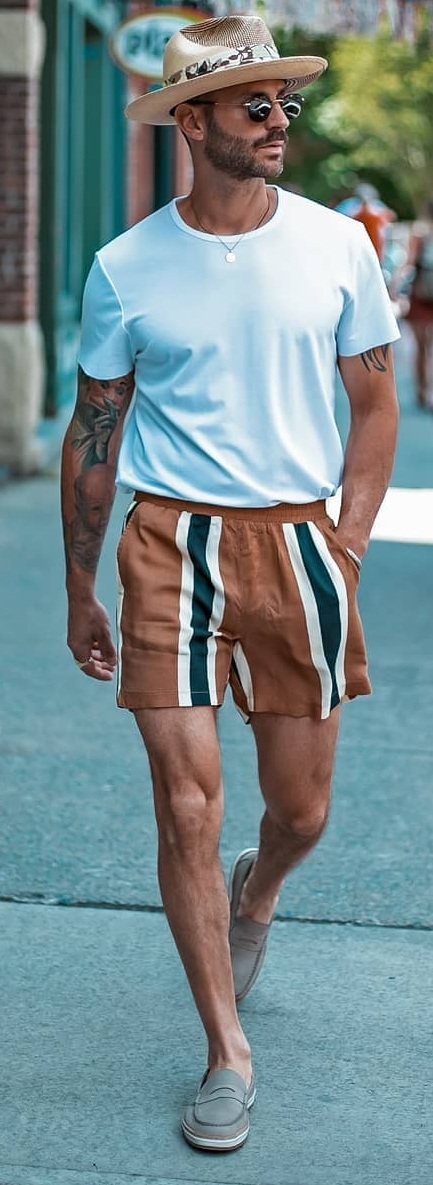 White Tee - Bermuda Shorts- Slip Ons- Hat- Summer-Outfit-Ideas White Tee - Bermuda Shorts- Slip Ons- Hat- Summer-Outfit-Ideas
