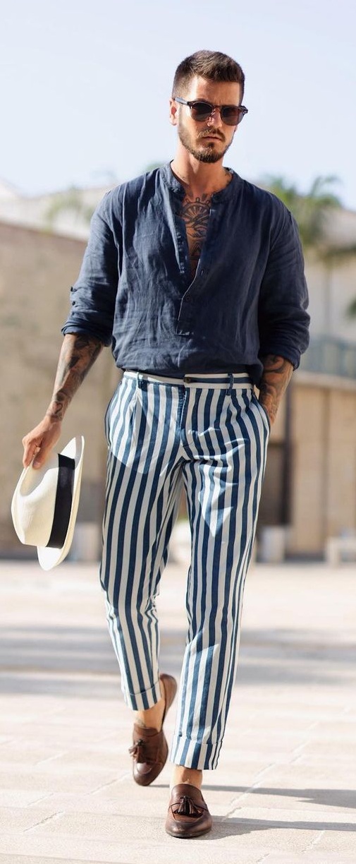 Striped Pants - Summer Bottoms for Men Striped Pants - Summer Bottoms for Men