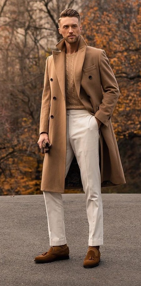 Tan Coat- Tan Sweater-White Pants- Outfit-for-fall Tan Coat- Tan Sweater-White Pants- Outfit-for-fall