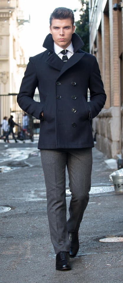 Winter Suit Outfit Styled with a Peacoat Winter Suit Outfit Styled with a Peacoat