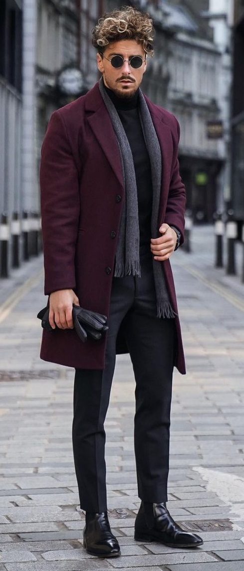 Winter Suit Styled With Scarf and Leather Gloves Winter Suit Styled With Scarf and Leather Gloves