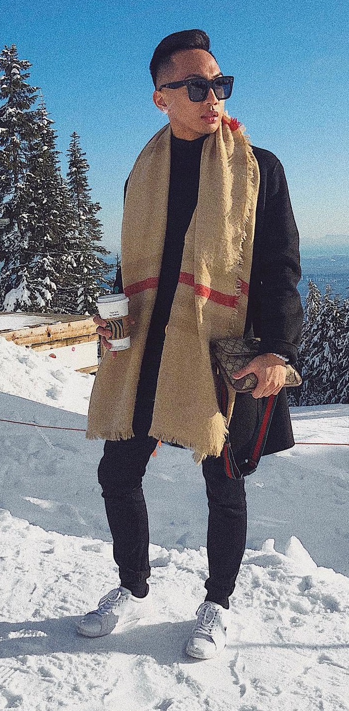 Scarf over a turtle neck. Scarf over a turtle neck.