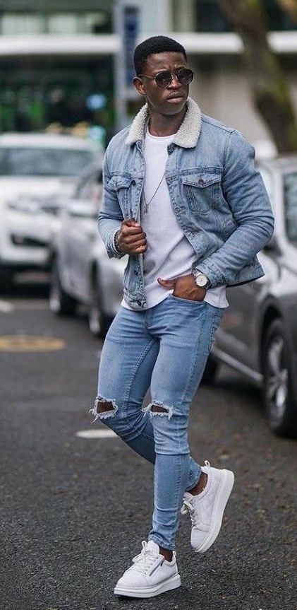 Denim Jackets with White Tee Club night outfit Denim Jackets with White Tee Club night outfit