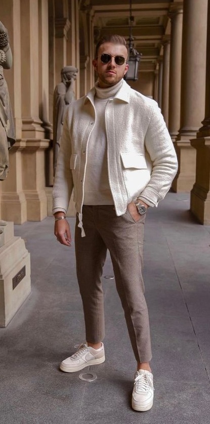 White jackets over Turtle neck White jackets over Turtle neck