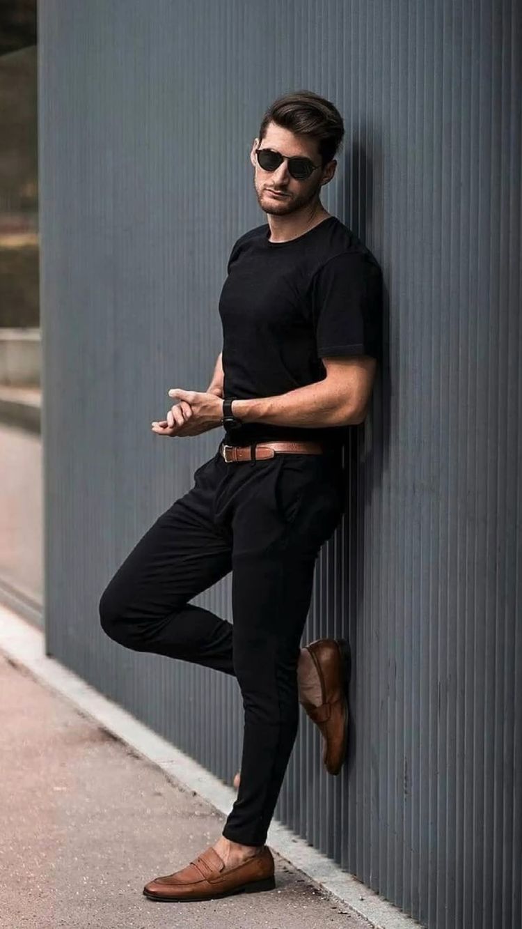 Men styled up in Black Tees Mens Black Tees