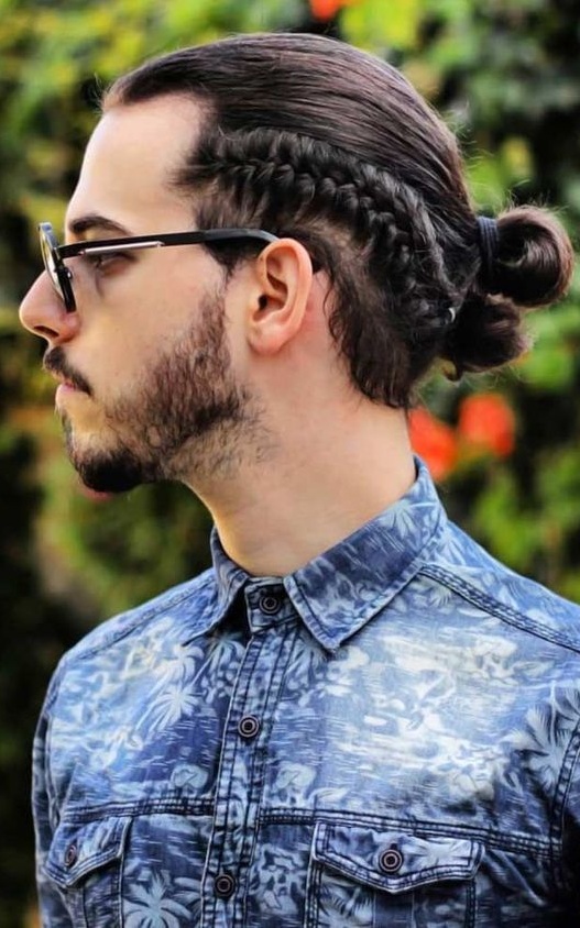 Bun with side braids. Bun with side braids..