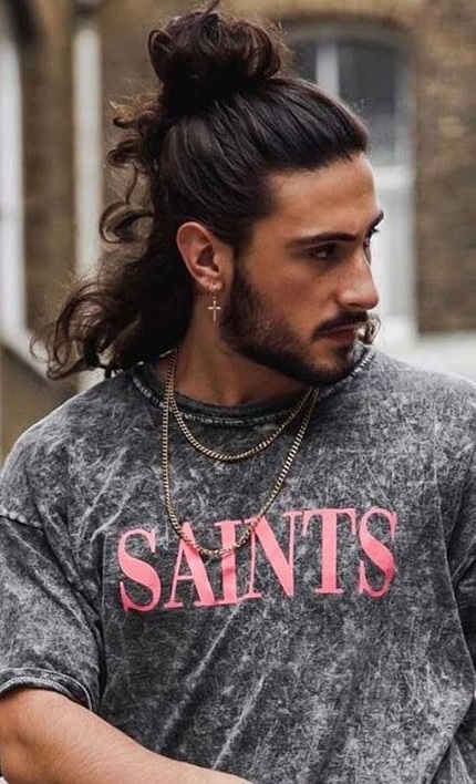 Half Bun Long Hair look for Men Half Bun Long Hair look for Men