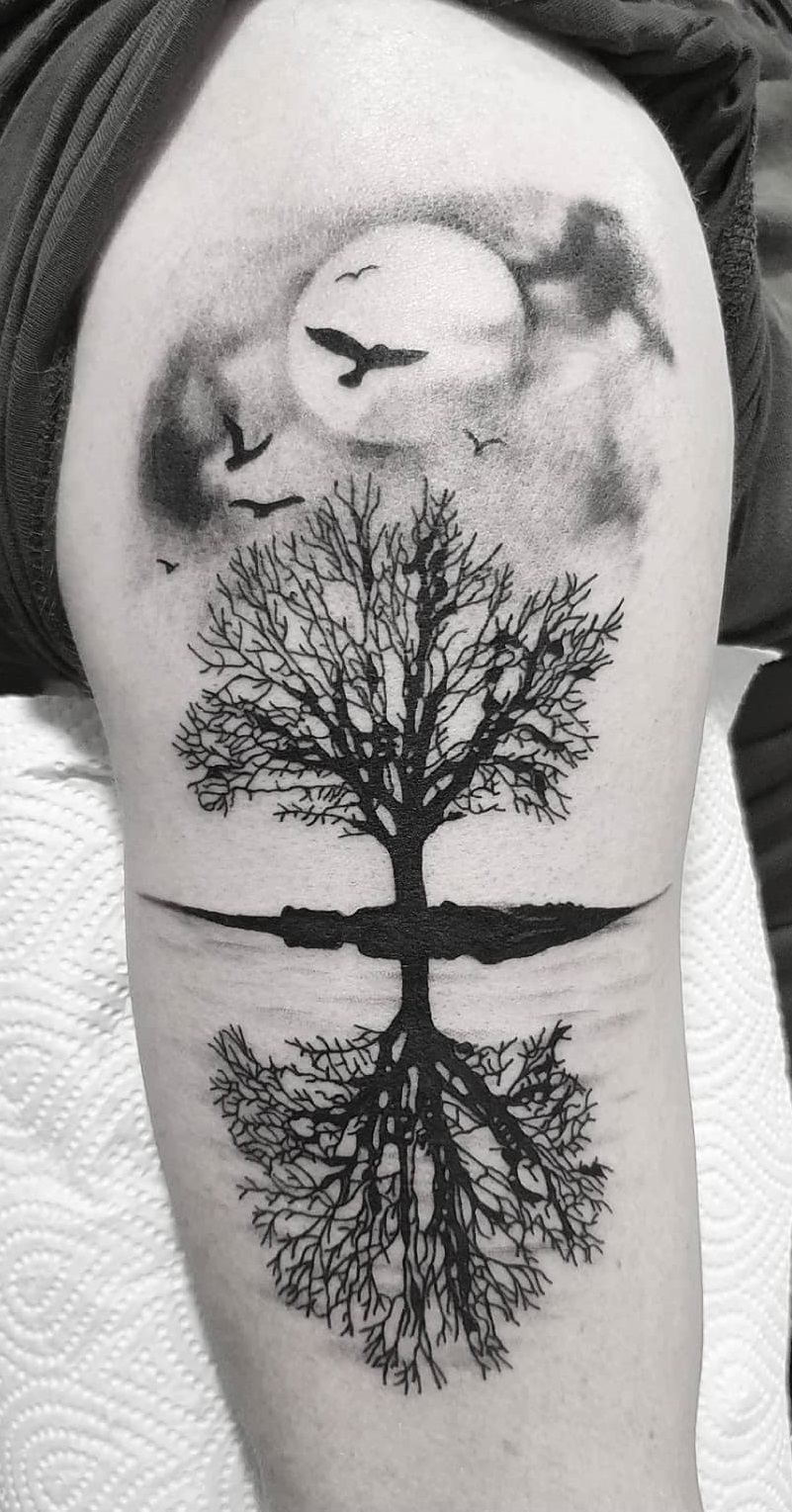 Tree with moon Tattoo - Forearm Tattoos for Men Tree with moon Tattoo - Forearm Tattoos for Men