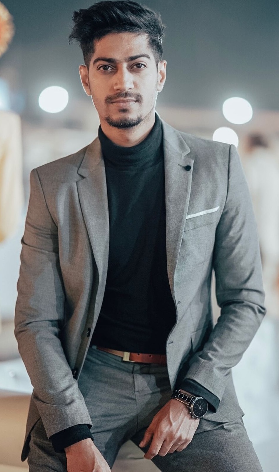 Modest Suit Looks for Men with Suit over a turtle neck tee Modest Suit Looks for Men with Suit over a turtle neck tee