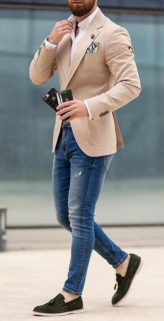 Suit over Denim jeans for semi casual looks Suit over Denim jeans for semi casual looks