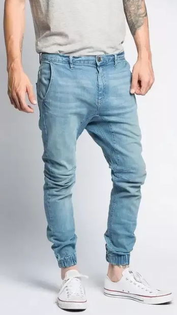 blue colored denim men's joggers blue colored denim men's joggers