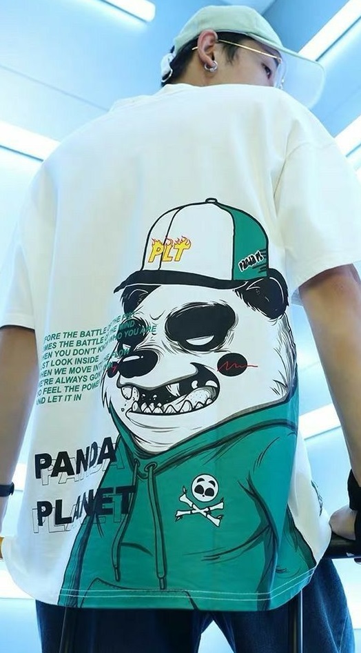 panda backprint tshirt with white and green shades panda backprint tshirt with white and green shades