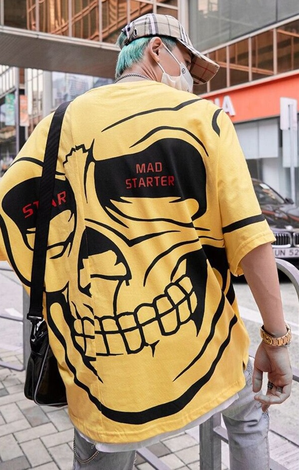 skull printed yellow tshirt skull printed yellow tshirt