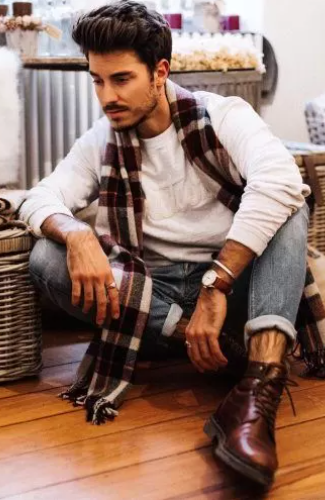 Accessorizing Your Flannel outfit with scarf, watch and a bracelet Accessorizing Your Flannel outfit with scarf, watch and a bracelet